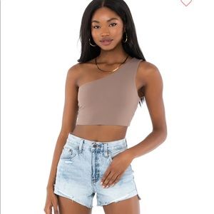 Susana Monaco one Shoulder Crop Top coco XS